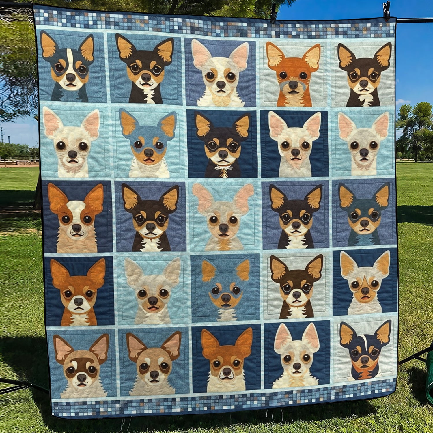 Modern Chihuahua Quilted Blanket Boho Bedroom Ideas Gift For Chihuahua Lover