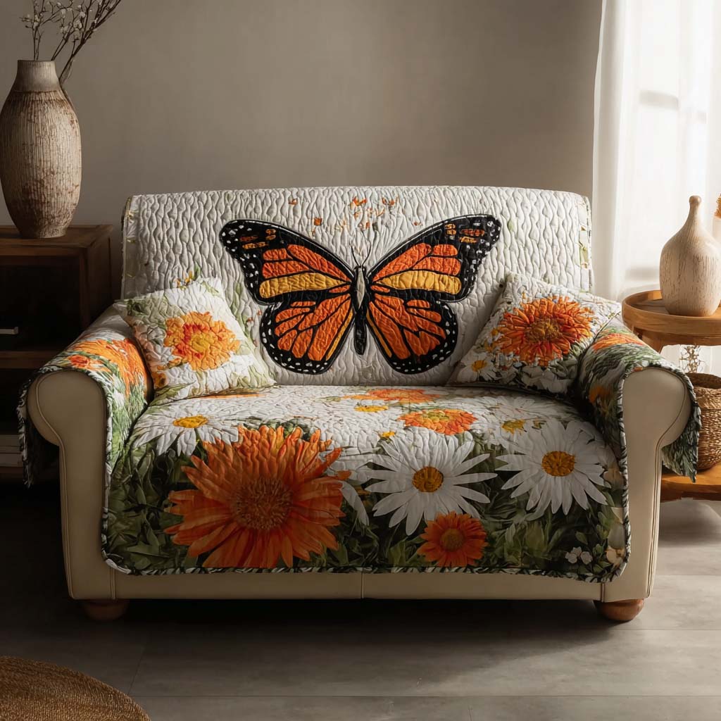 Monarch Daisy Quilted Sofa Cover Best Sofa Slipcovers Butterfly Gifts Mother's Day