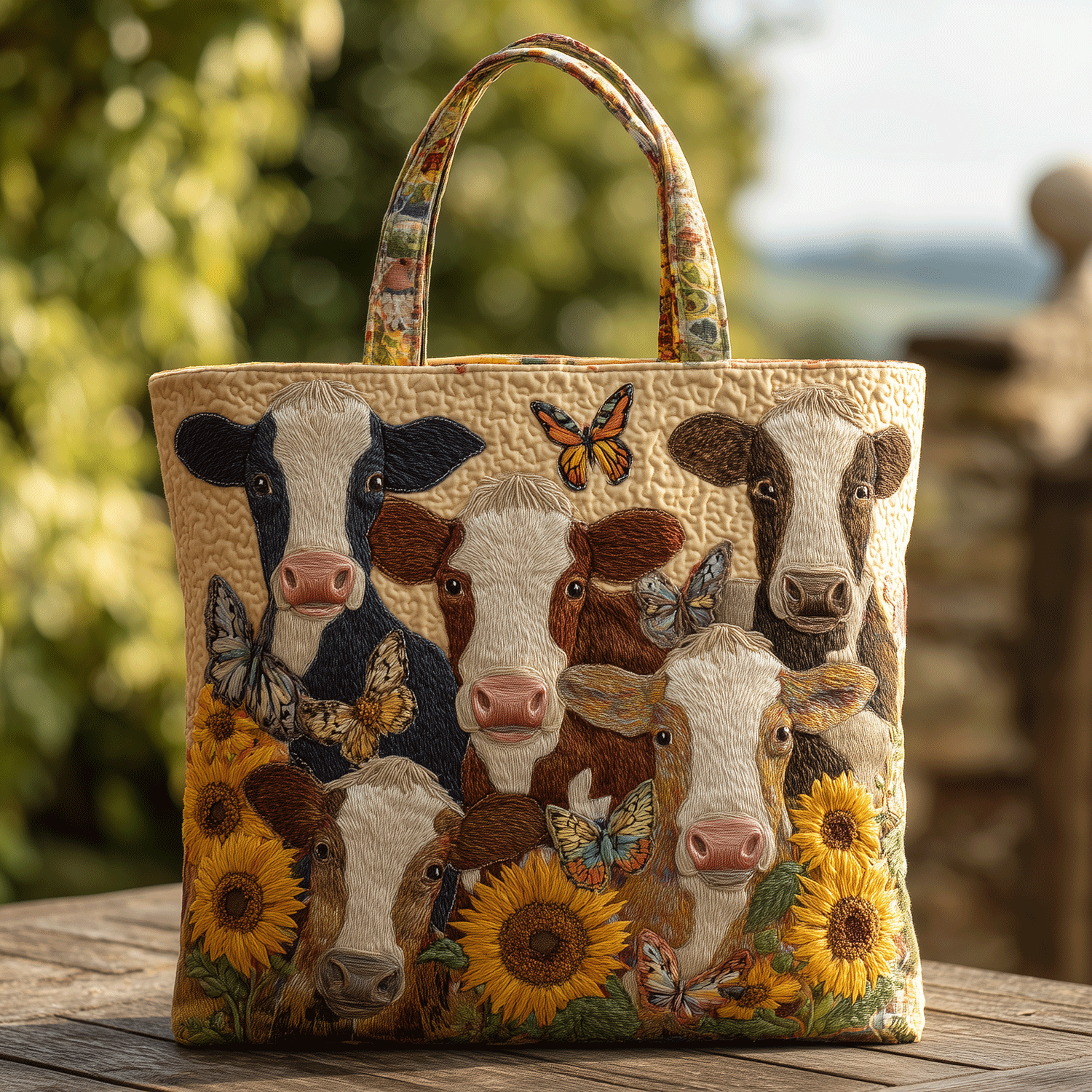 Moo Vibes Quilted Tote Bag Handbag For Women Best Mum Gifts