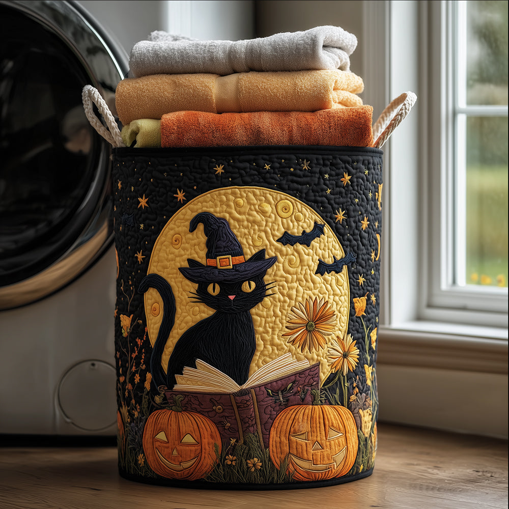 Moonlight Cat Quilted Laundry Basket Home And Decor Cat Themed Items