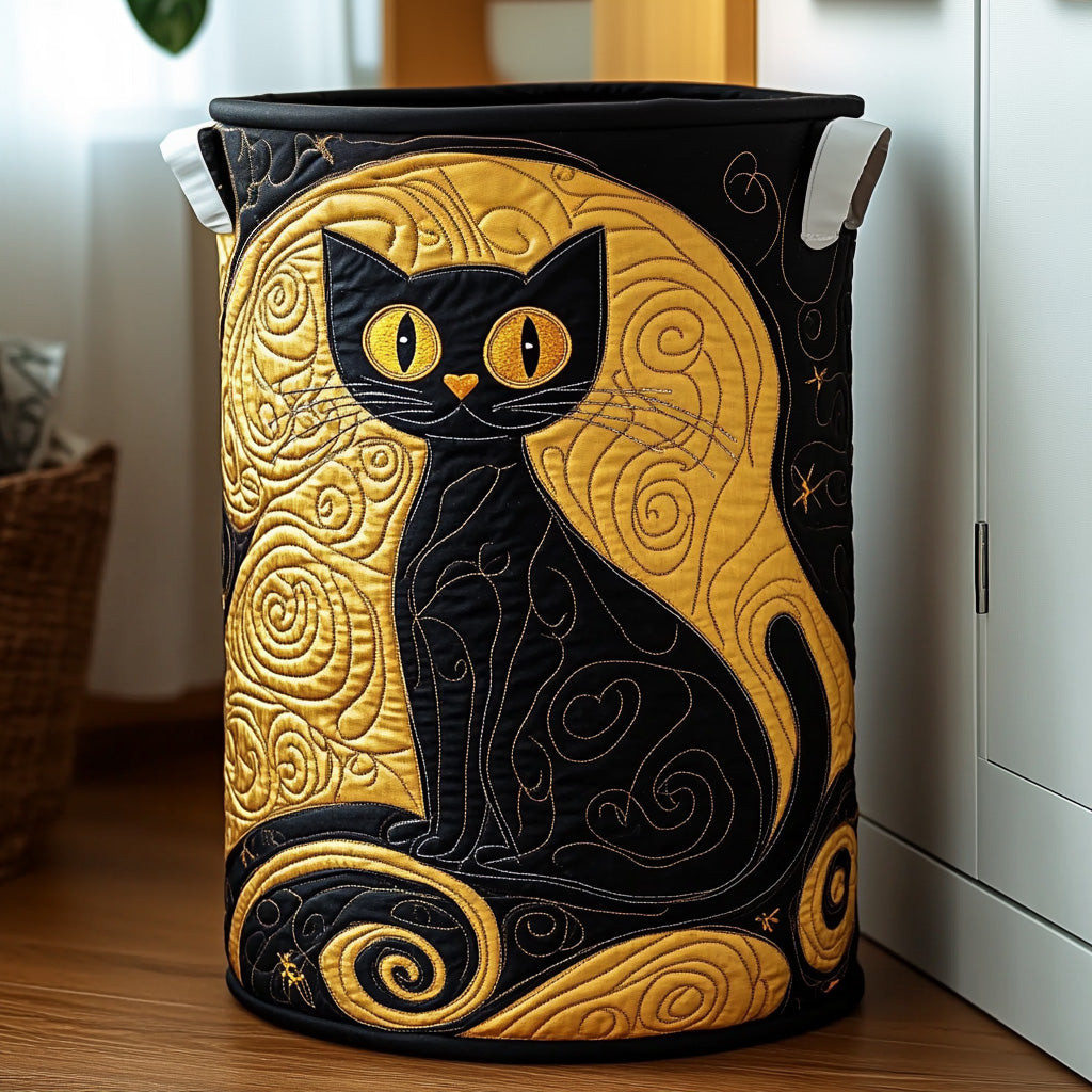 Moonlight Paws Quilted Laundry Basket Farmhouse Laundry Room Decor Best Gifts For Cat Lovers