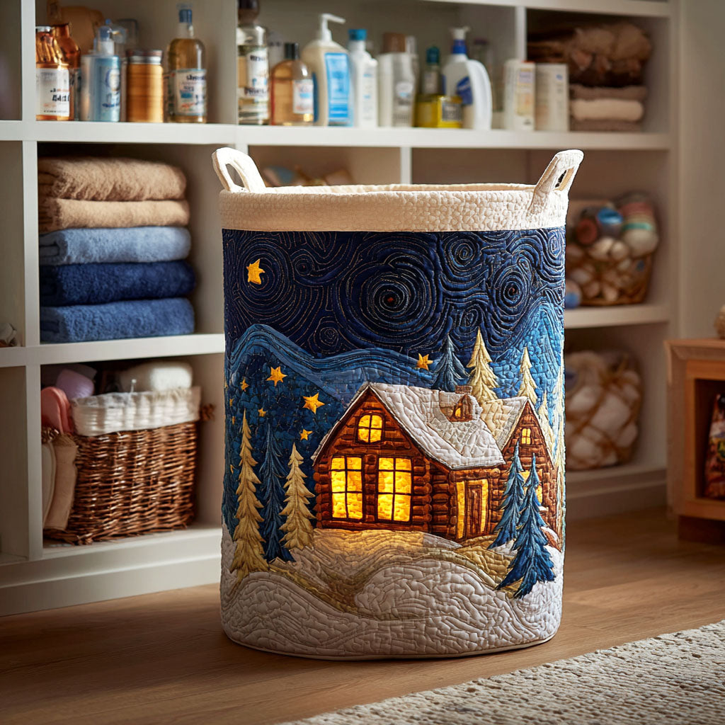 Moonlit Cabin Quilted Laundry Basket Modern Laundry Hamper Gifts For A Daughter In Law For Christmas