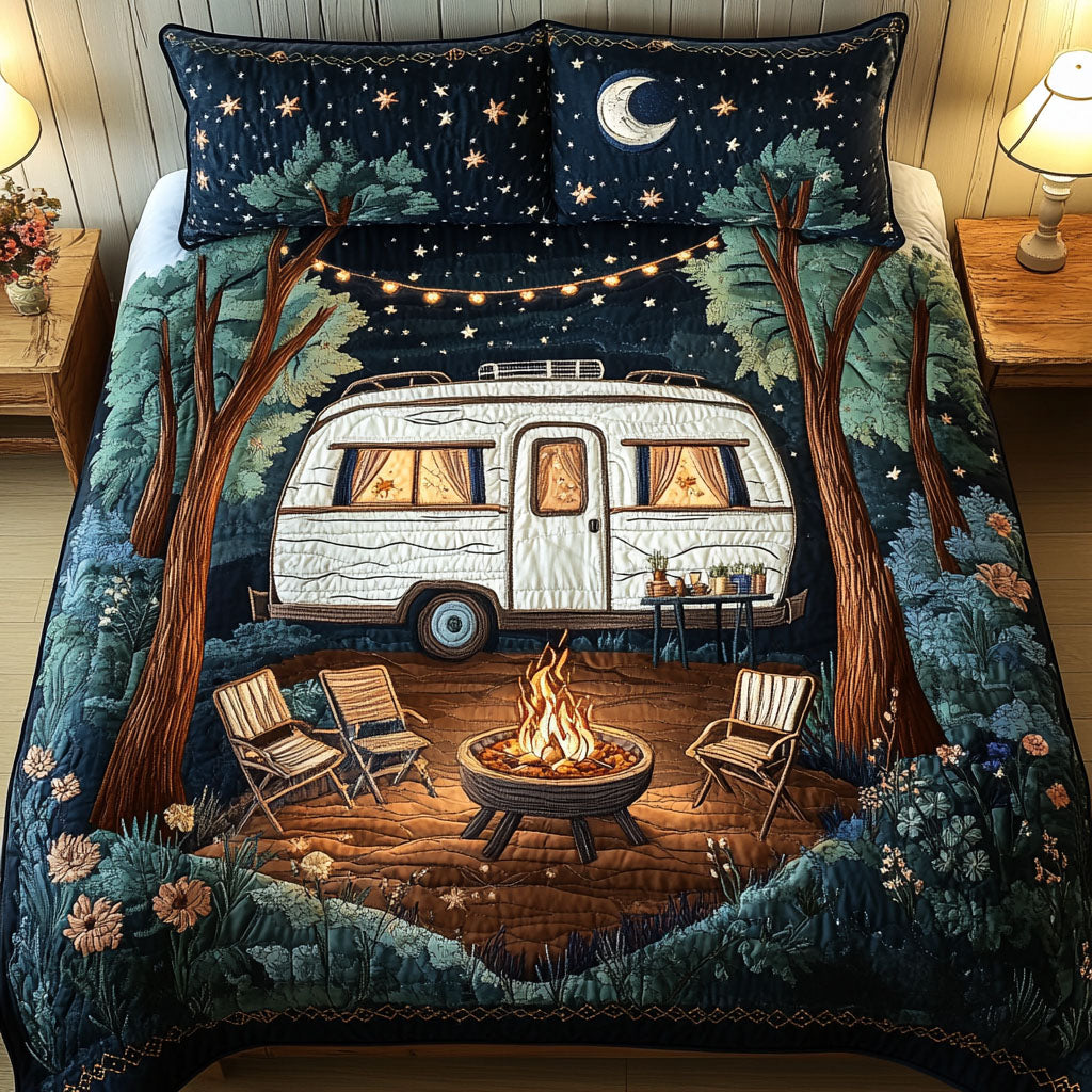 Moonlit Camper Quilted Bedding Set Best Bed Sheet Set Special Mothers Day Gift