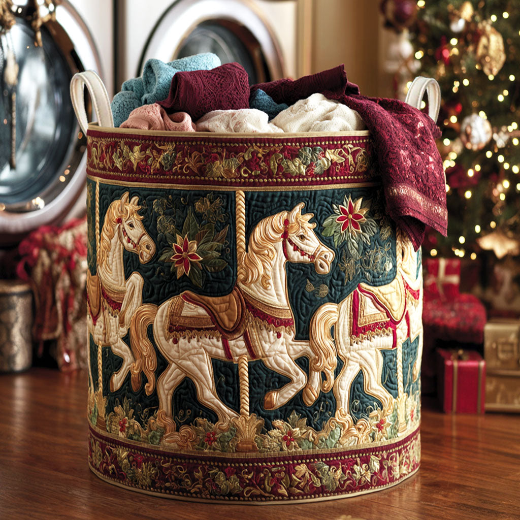 Moonlit Carousel Quilted Laundry Basket Unusual Laundry Basket Grandparent Christmas Ornaments