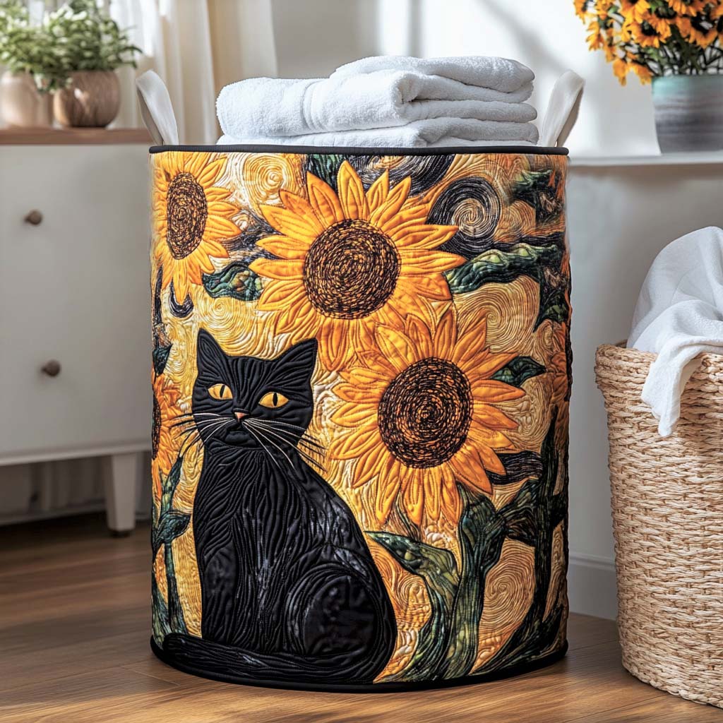 Moonlit Cat Quilted Laundry Basket Best Hampers Great Gift Ideas For Grandma