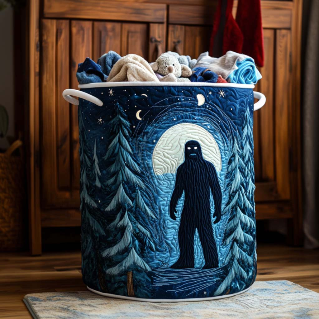 Moonlit Forest Yeti Quilted Laundry Basket Laundry Hamper Best Bigfoot Gifts