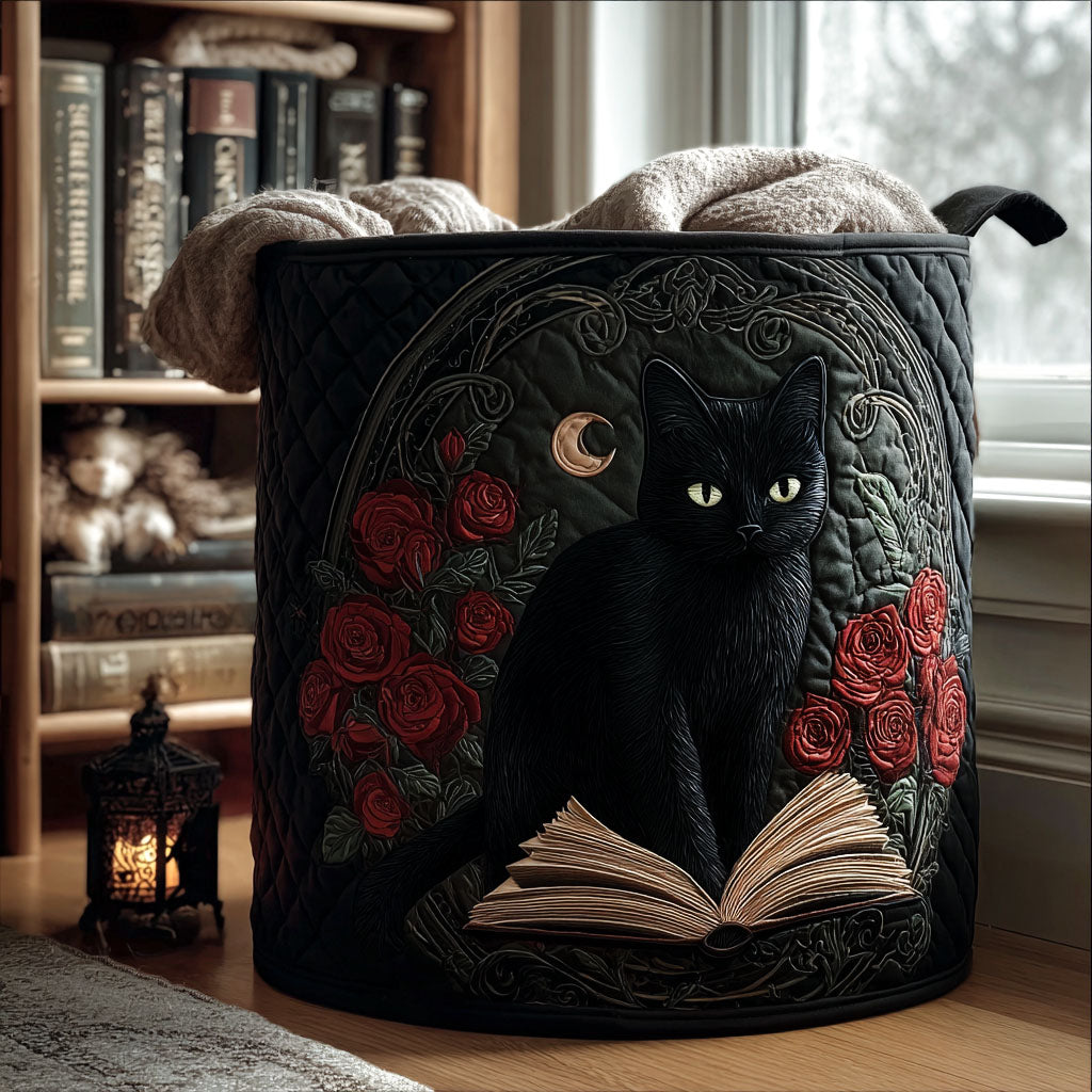 Moonlit Guardian Quilted Laundry Basket Dirty Clothes Hampers Great Cat Gifts