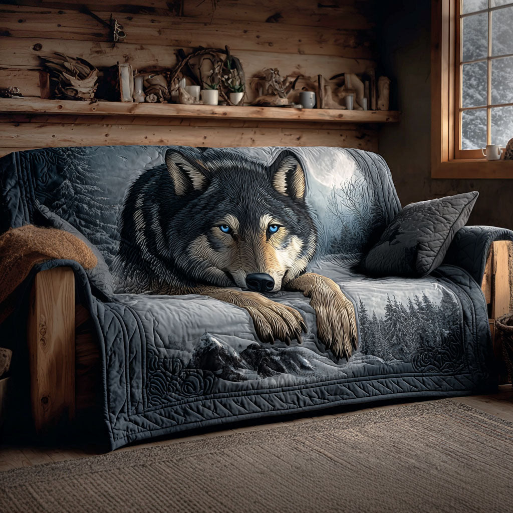 Moonlit Howl Quilted Sofa Cover Best Sofa Slipcovers Unique Gifts For Wolf Lovers