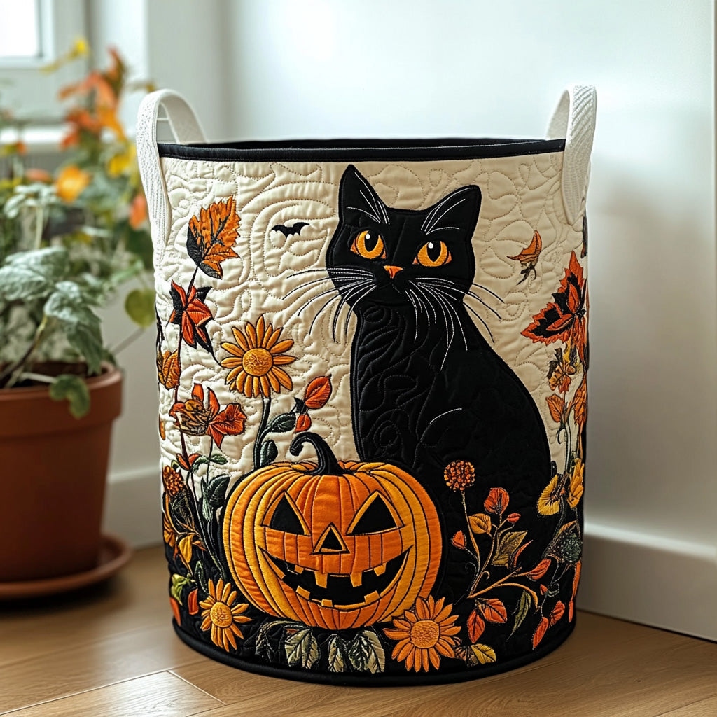 Moonlit Mischief Quilted Laundry Basket Best Hampers Cat Lovers Owners Presents
