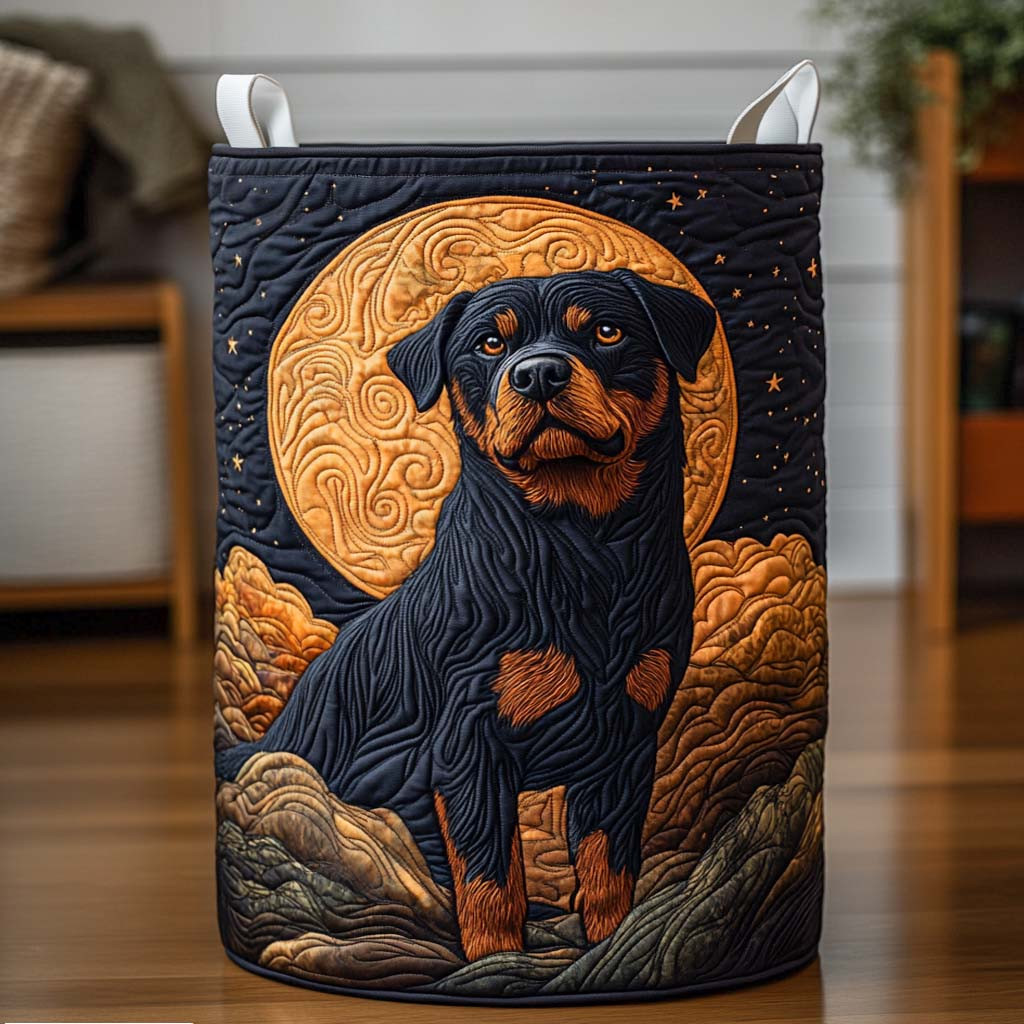 Moonlit Protector Quilted Laundry Basket Dirty Laundry Basket Rottweiler Gift Ideas