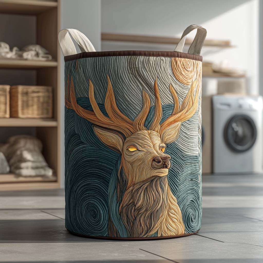 Moonlit Stag Quilted Laundry Basket Unique Laundry Hamper Father In Law Gifts Dad's Day
