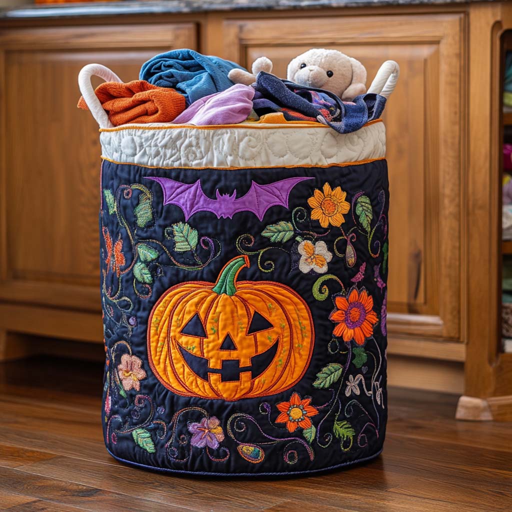 Moonlit Trickery Quilted Laundry Basket Foldable Laundry Hamper Cat Mom Gifts For Mother's Day