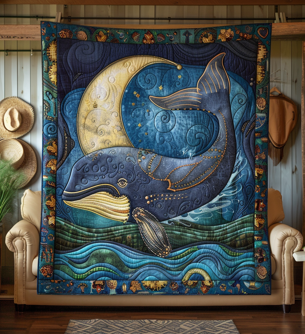 Moonlit Whale Quilted Blanket Great Bed Sets Simple Father's Day Gift Ideas