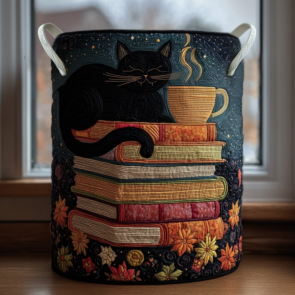 Moonlit Whiskers Quilted Laundry Basket The Laundry Basket Cat Person Gifts