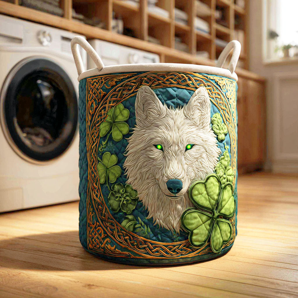 Moonlit Wolf Quilted Laundry Basket Home Decorations Meaningful Irish Gifts