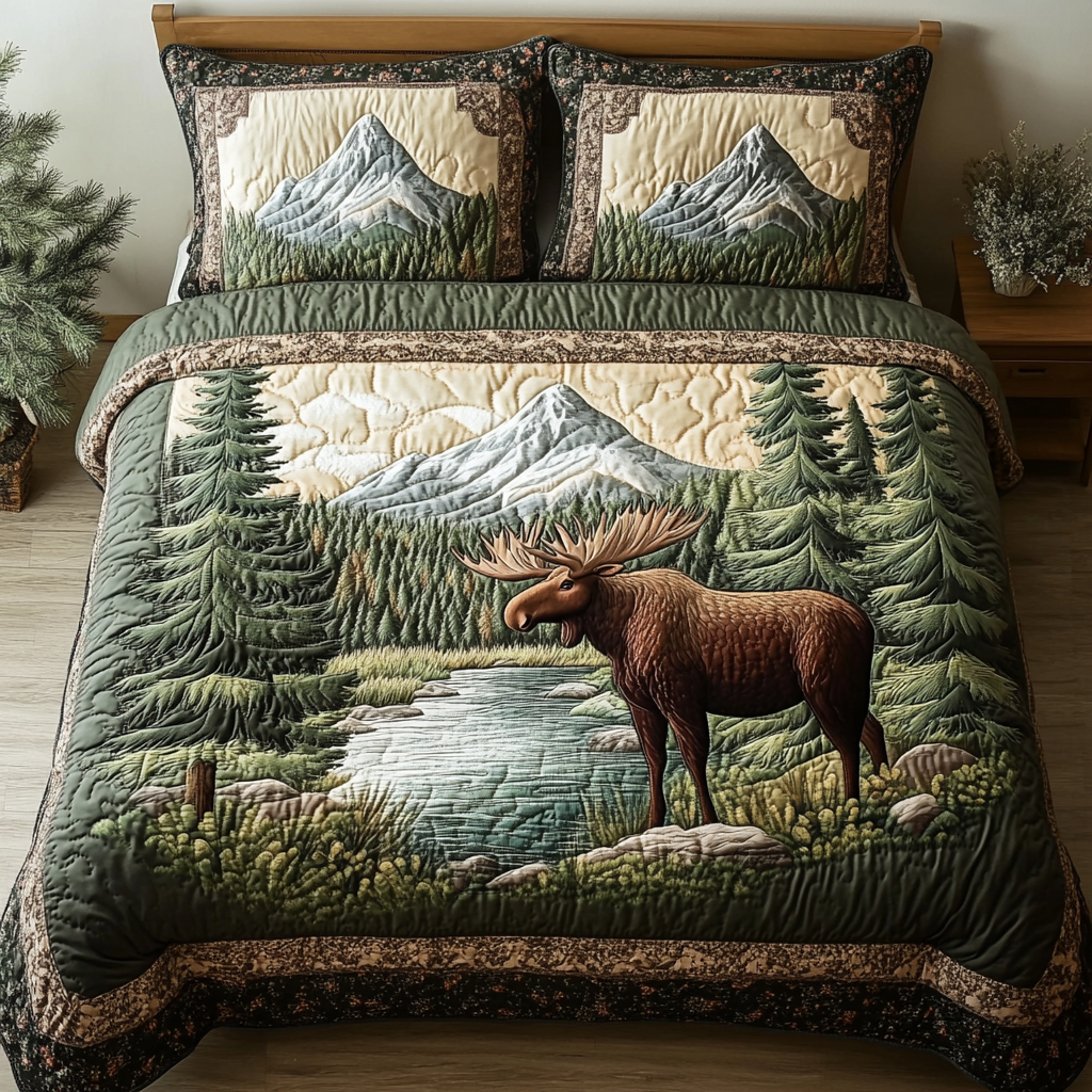 Moose Creek Quilted Bedding Set Bed Decorations Gifts For Expecting Mothers