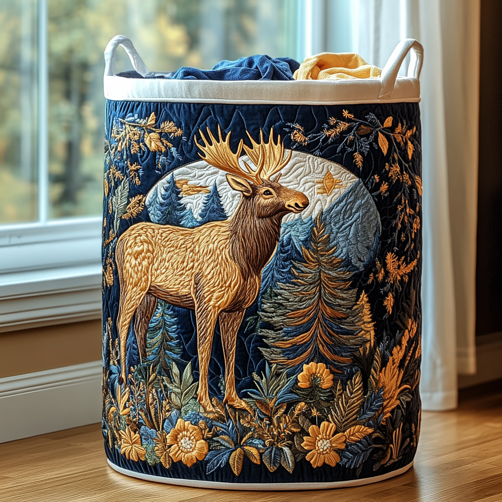 Moose Haven Quilted Laundry Basket Best Laundry Hamper Best Father's Day Special Gifts