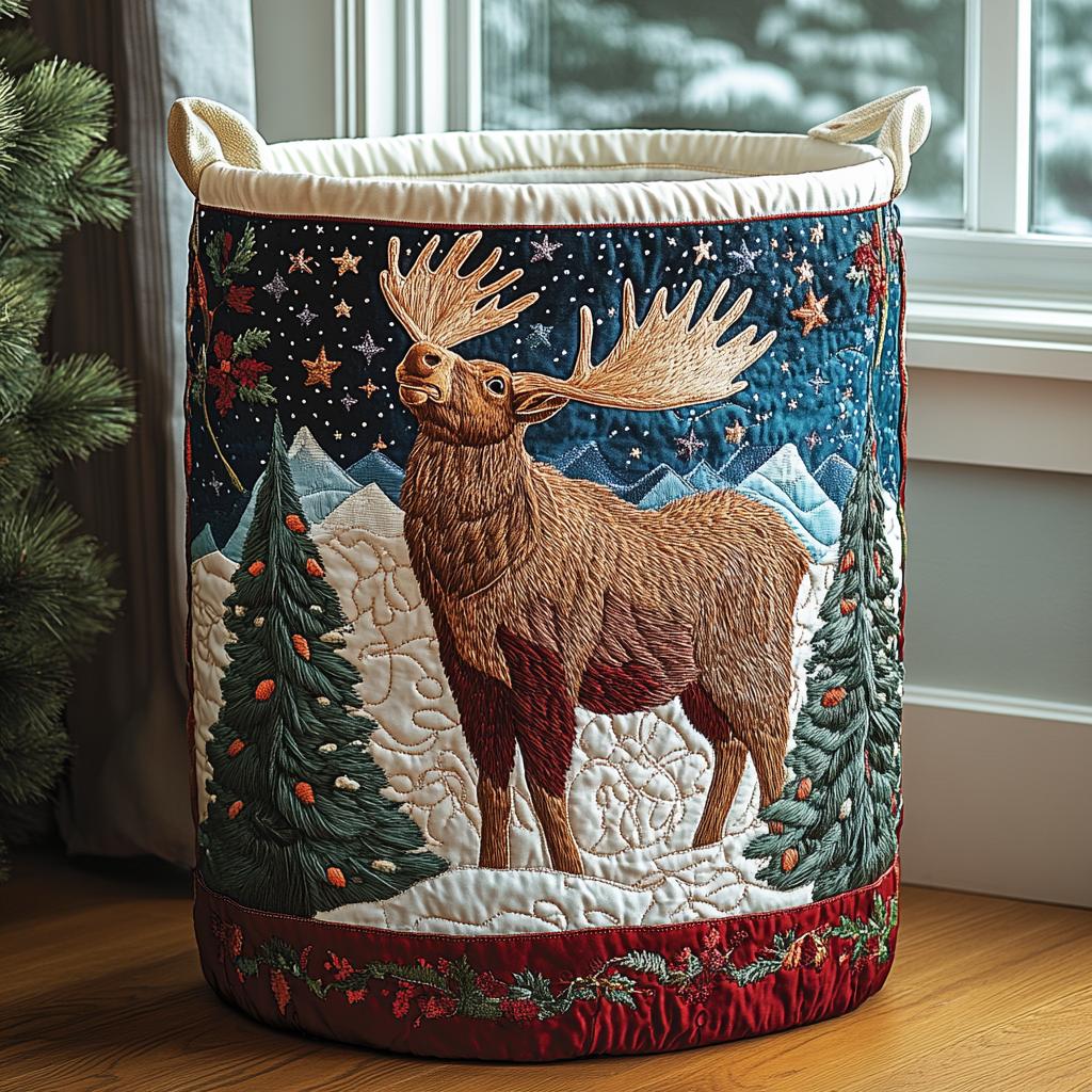 Moose Spirit Quilted Laundry Basket Best Clothes Basket Perfect Father's Day Gifts