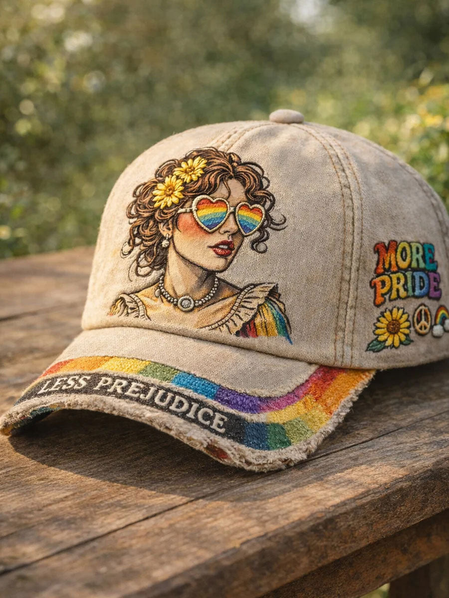 More Pride Less Prejudice Baseball Cap LGBTQ Rainbow Merch Gift For Pride Month Participants