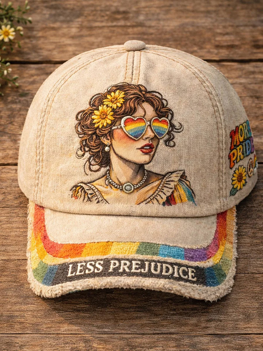 More Pride Less Prejudice Baseball Cap LGBTQ Rainbow Merch Gift For Pride Month Participants - Image 2