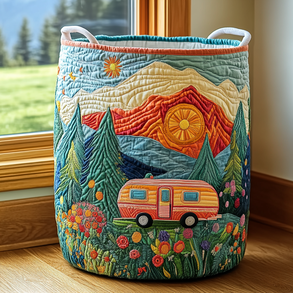 Morning Field Quilted Laundry Basket Foldable Storage Bin Happy Mothers Day Gift