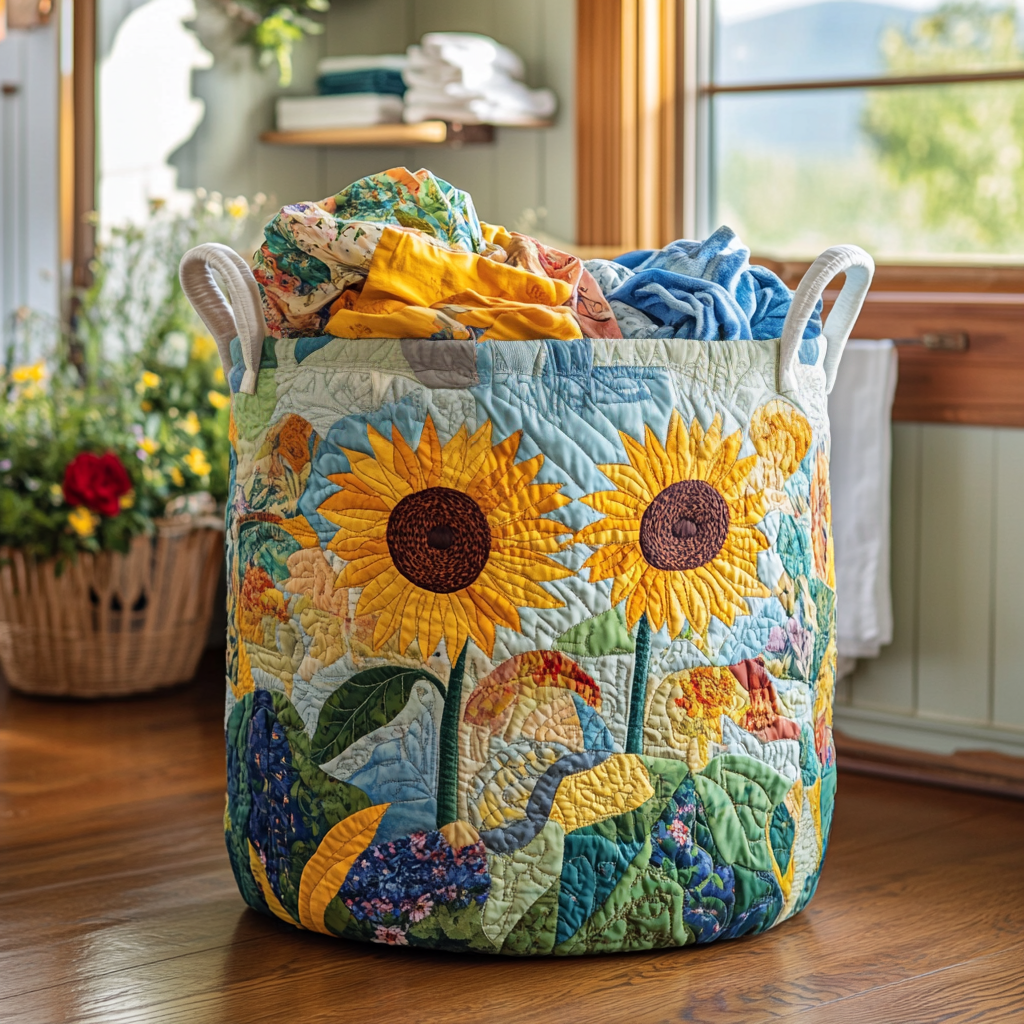 Morning Garden Quilted Laundry Basket Farmhouse Laundry Room Decor Mother's Day Gifts For Mom
