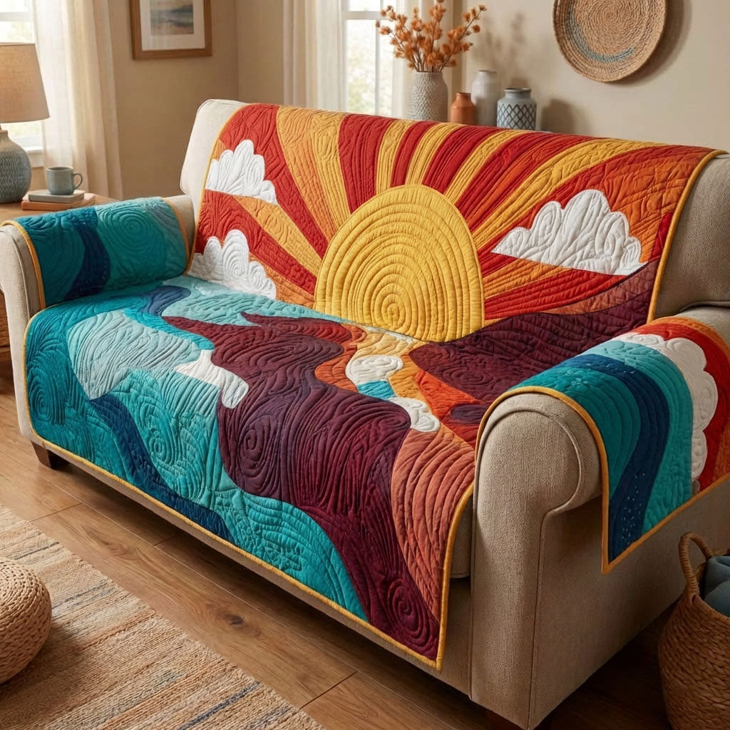 Morning Glow Quilted Sofa Cover Sofa Protector Cover Mother Daughter Gifts