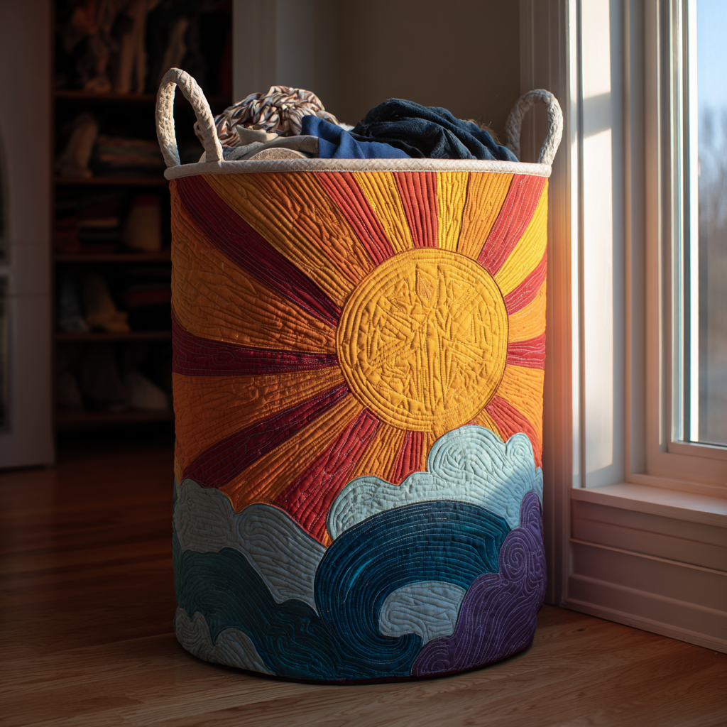 Morning Shine Quilted Laundry Basket Folding Laundry Hamper Grandmother Mothers Day Gifts