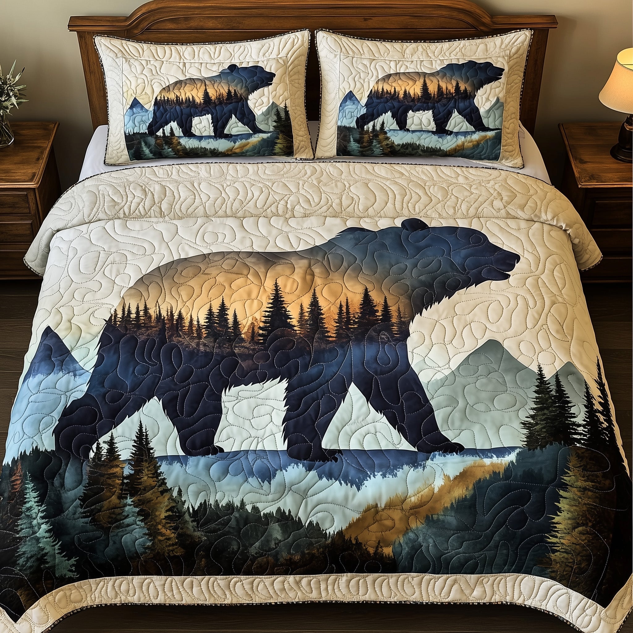 Mountain Bear Quilted Bedding Set Bed Decor Ideas Cute Bear Gift Ideas
