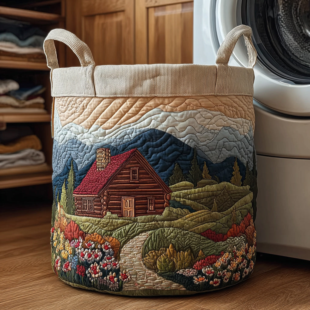 Mountain Cabin Quilted Laundry Basket Hamper Basket Awesome Mother's Day Gifts