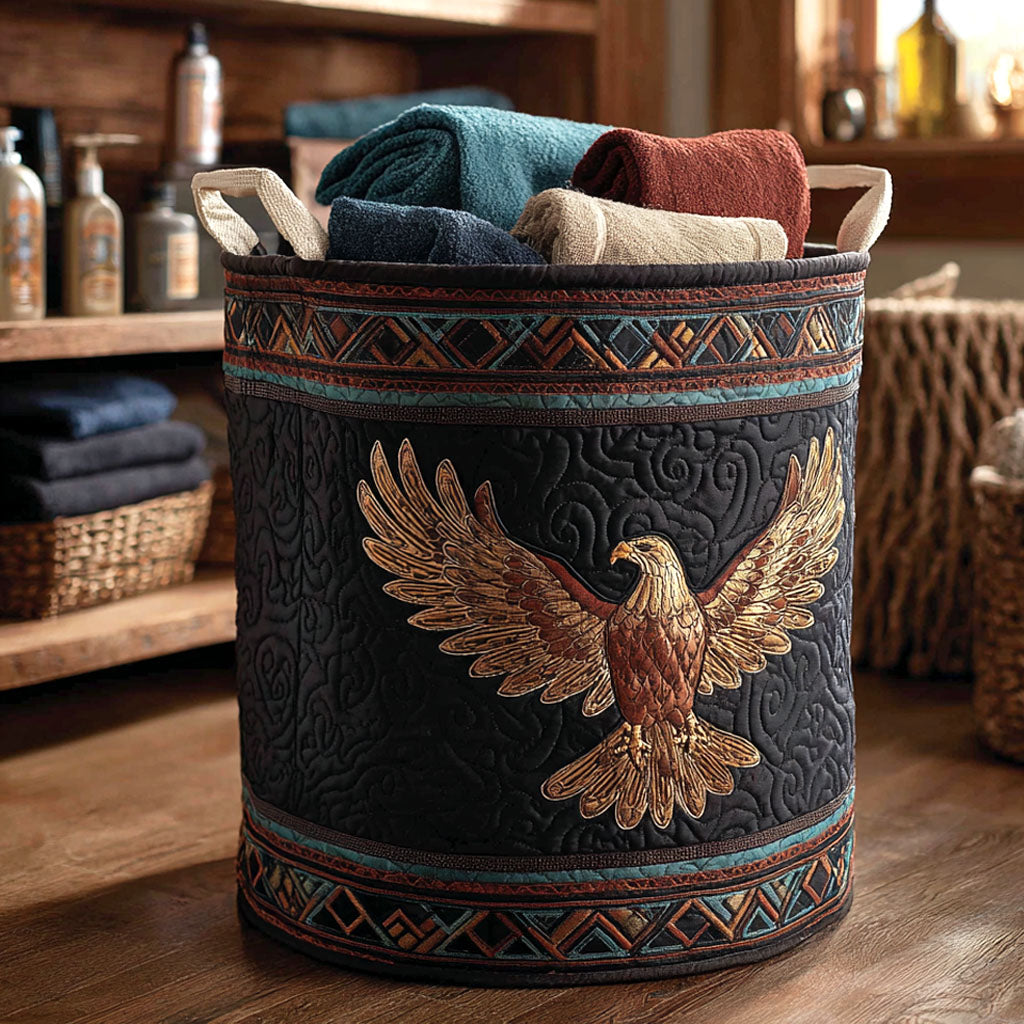 Mountain Eagle Quilted Laundry Basket Clothes Basket Native Gifts For Men