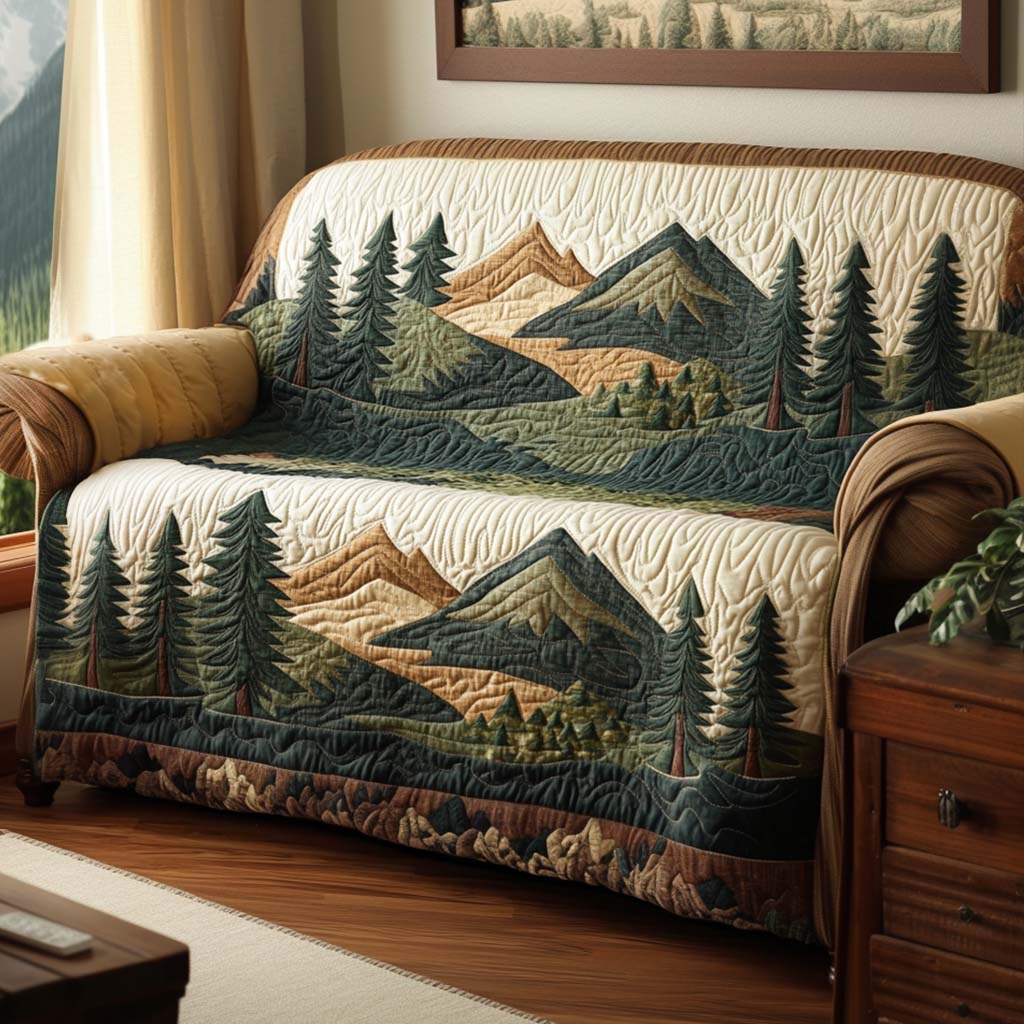 Mountain Echo Quilted Sofa Cover Indoor Decor Bear Gifts For Her
