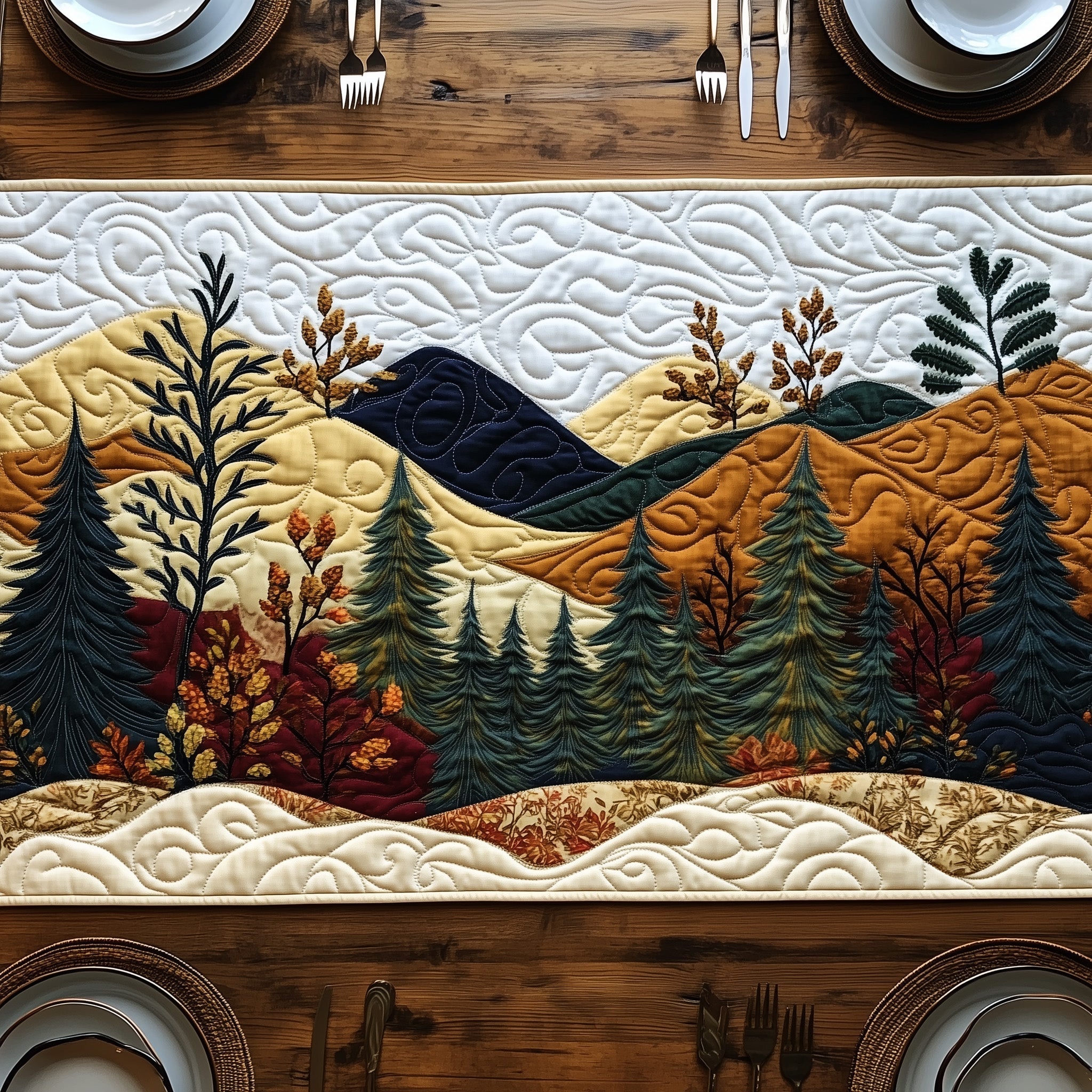 Mountain Hideaway Quilted Table Runner Dining Room Table Decor Ideas Hippy Gift Ideas