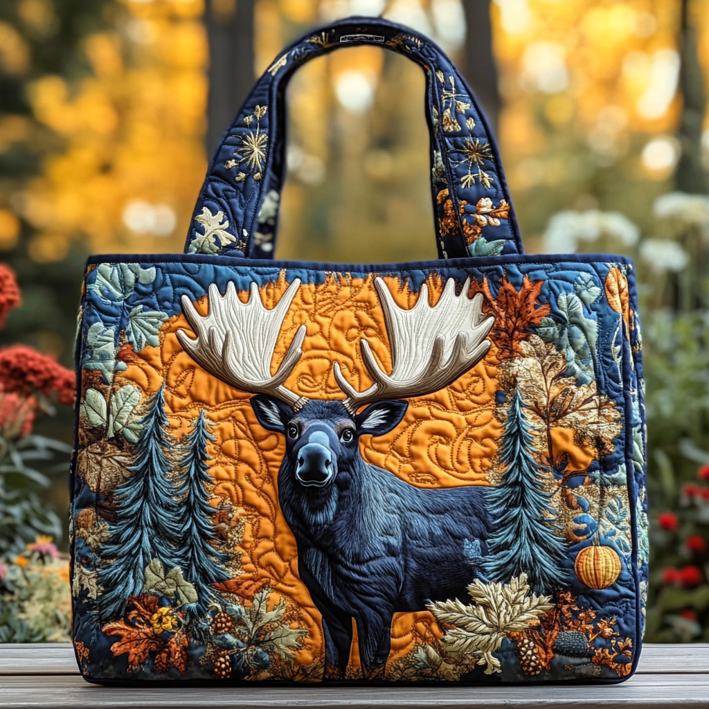Mountain Moose Quilted Tote Bag Popular Designer Totes Special Mother's Day Gifts For Mom