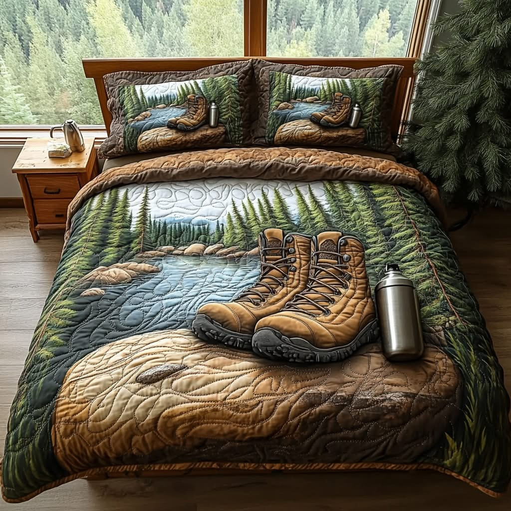 Mountain Path Quilted Bedding Set Bedroom Decoration Gift For Nature Lovers