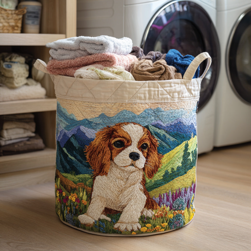 Mountain Spaniel Spirit Quilted Laundry Basket Best Clothes Basket Best Gifts For Dog Lovers