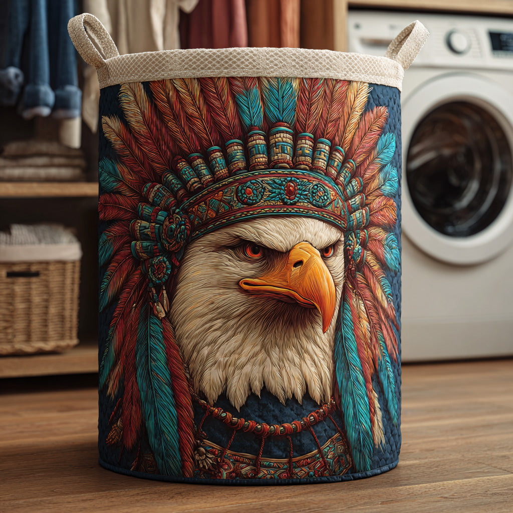 Mountain Spirit Eagle Quilted Laundry Basket Foldable Laundry Hamper Native American Presents For Her