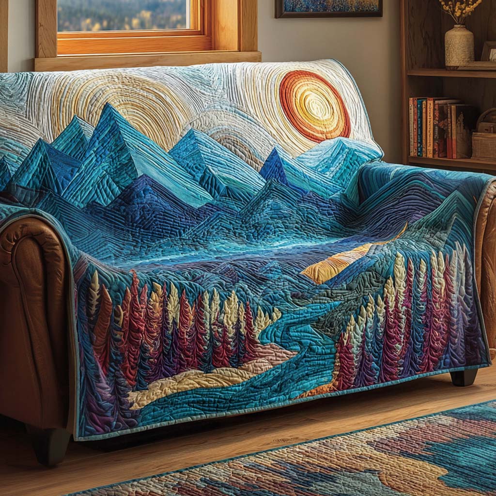 Mountain Sunrise Quilted Sofa Cover Couch Seat Covers Fathers Day Gift From Daughter