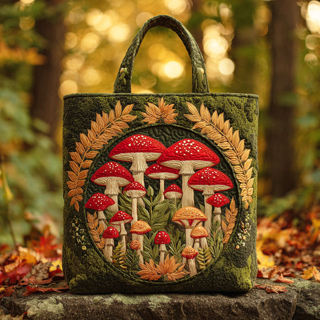 Mushroom Forest Quilted Tote Bag Best Tote Bag Good Mothers Day Gifts