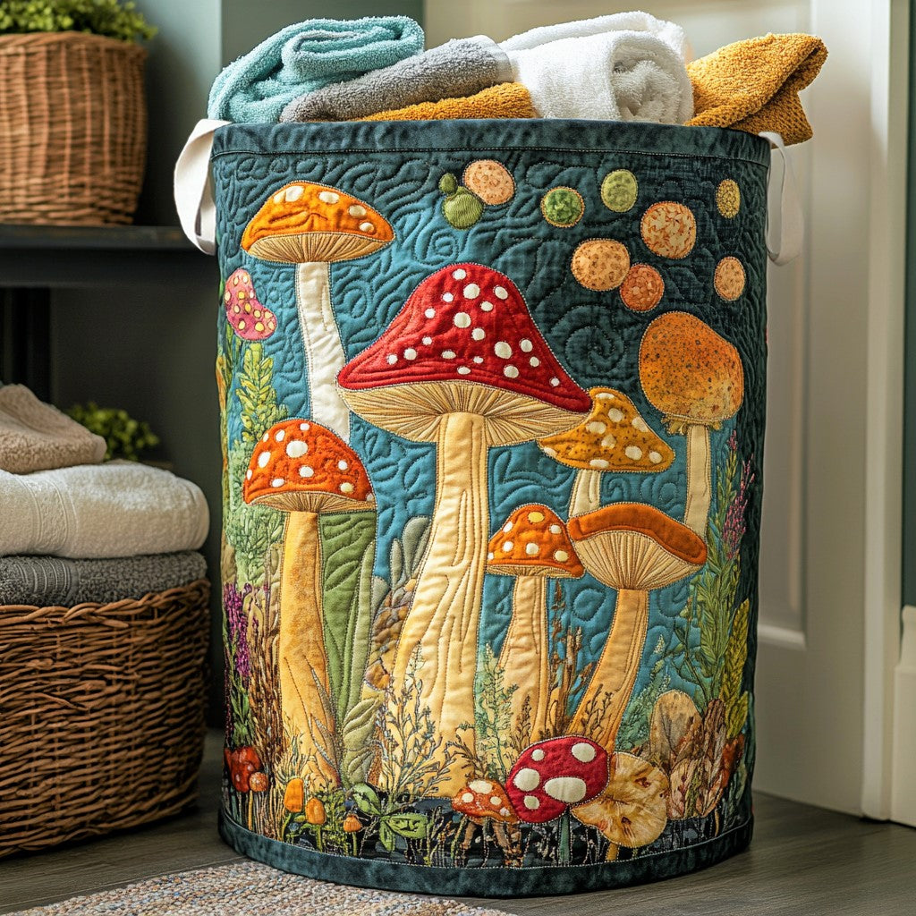 Mushroom Meadow Quilted Laundry Basket Decor Laundry Basket Presents For New Homeowners