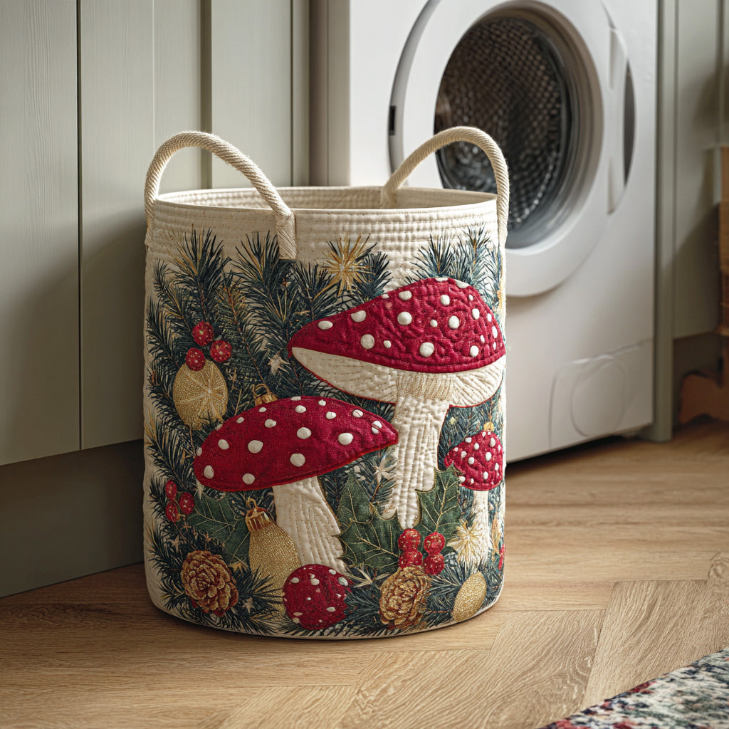 Mushroom Realm Quilted Laundry Basket Dirty Clothes Hampers Good Christmas Gifts For A Grandma