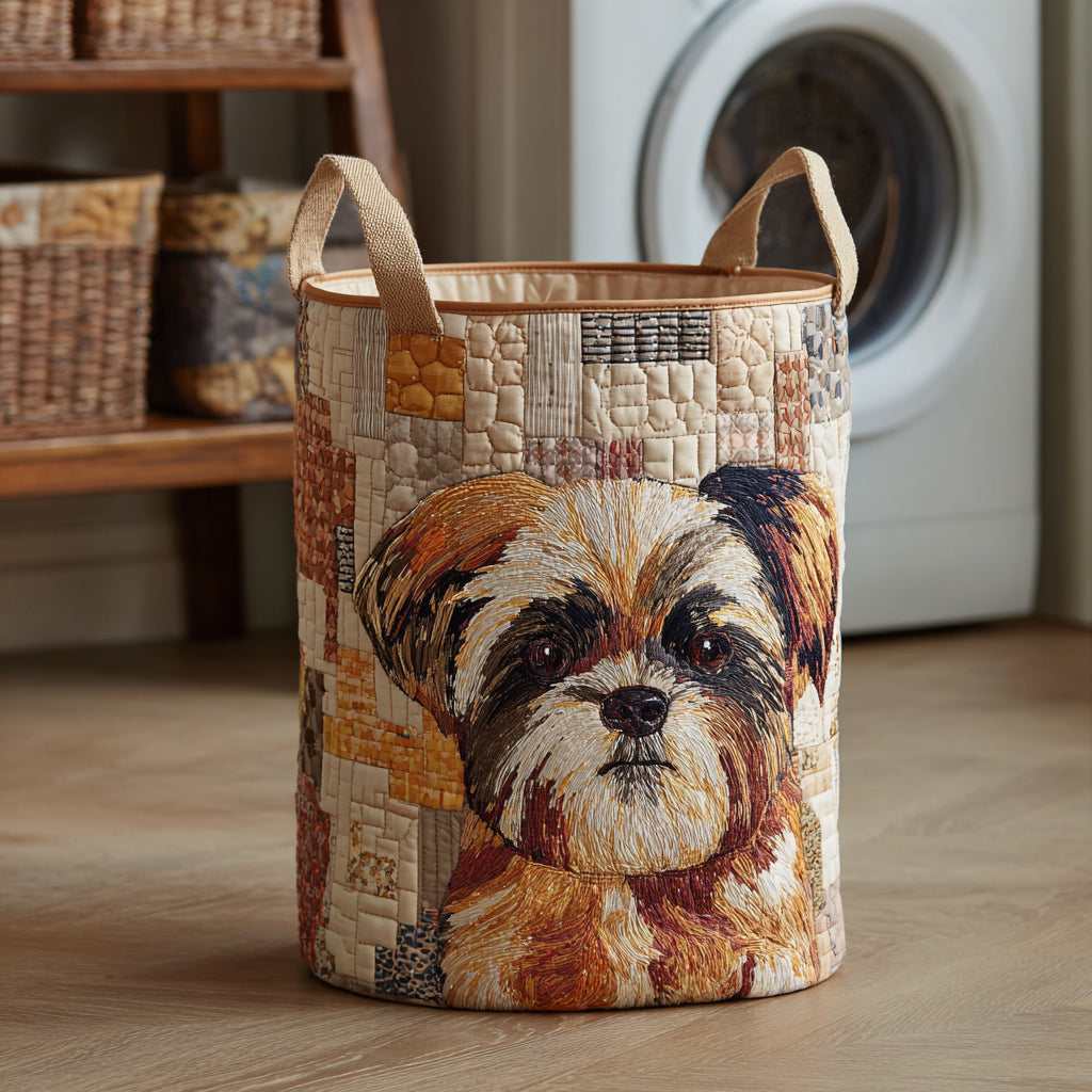 Muted Shih Tzu Quilted Laundry Basket Unique Laundry Basket Gifts For Dog Mom Mother's Day Ideas