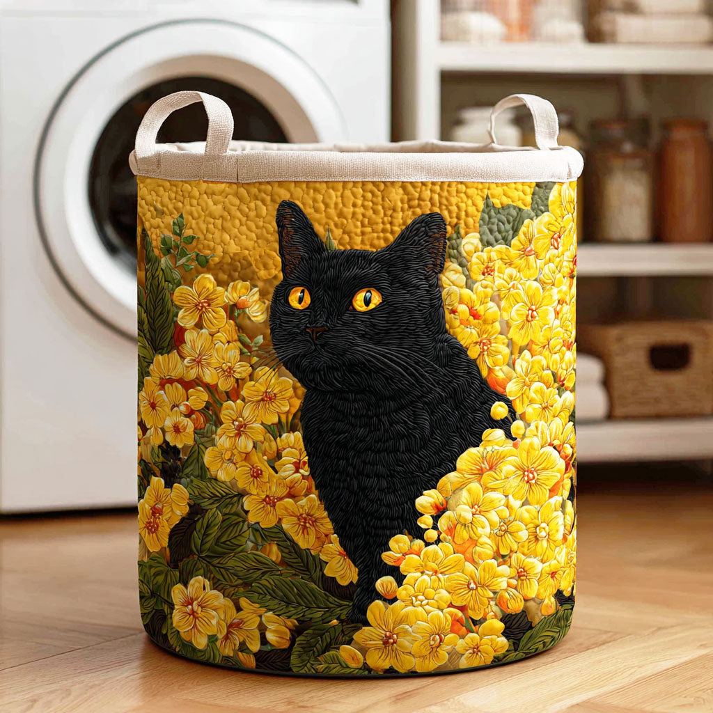 Mystic Bloom Quilted Laundry Basket Farmhouse Laundry Room Decor Presents For Cat Lovers