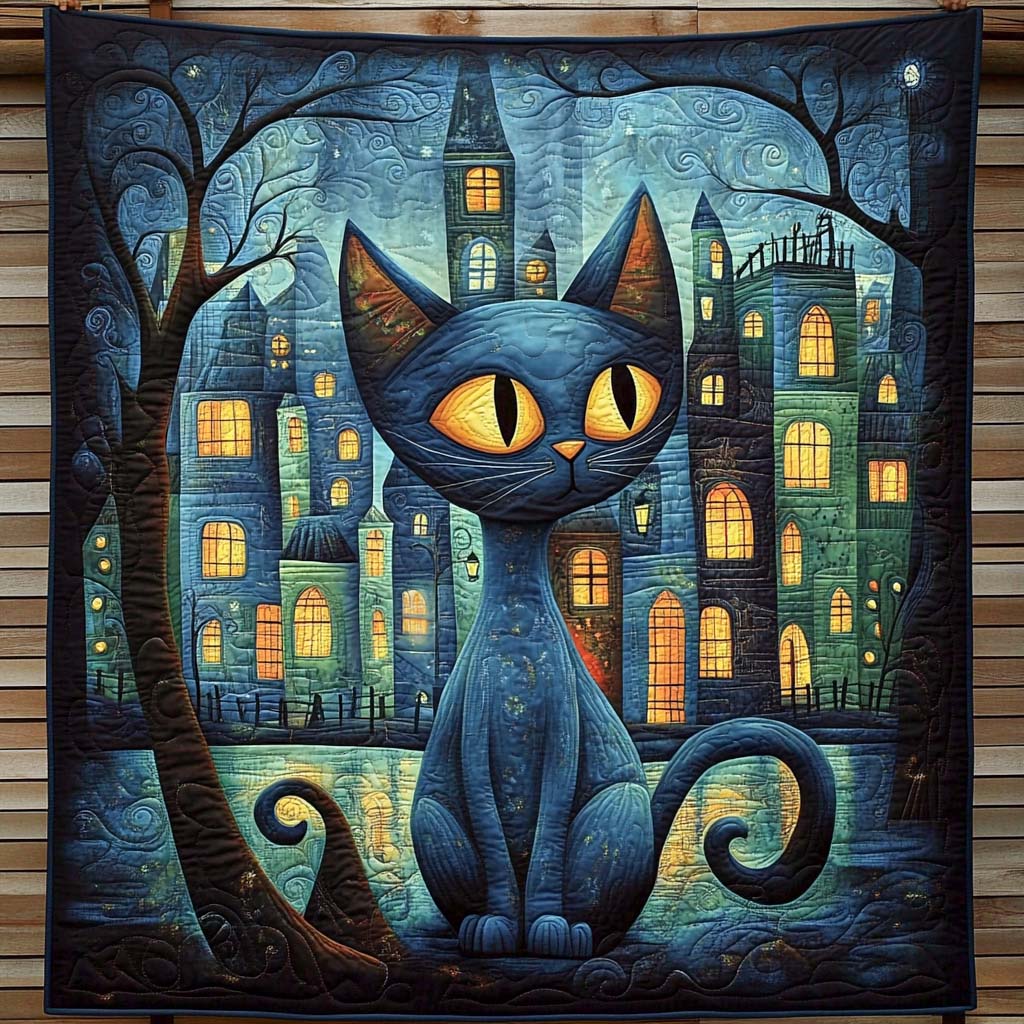 Mystic Cat Quilted Blanket Bedroom Decor Cute Gifts For Cat Lovers