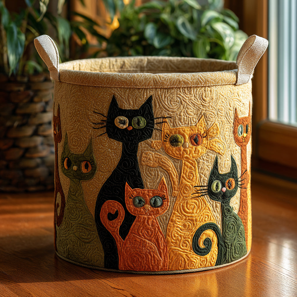 Mystic Cats Quilted Laundry Basket Unique Hampers Best Housewarming Gifts