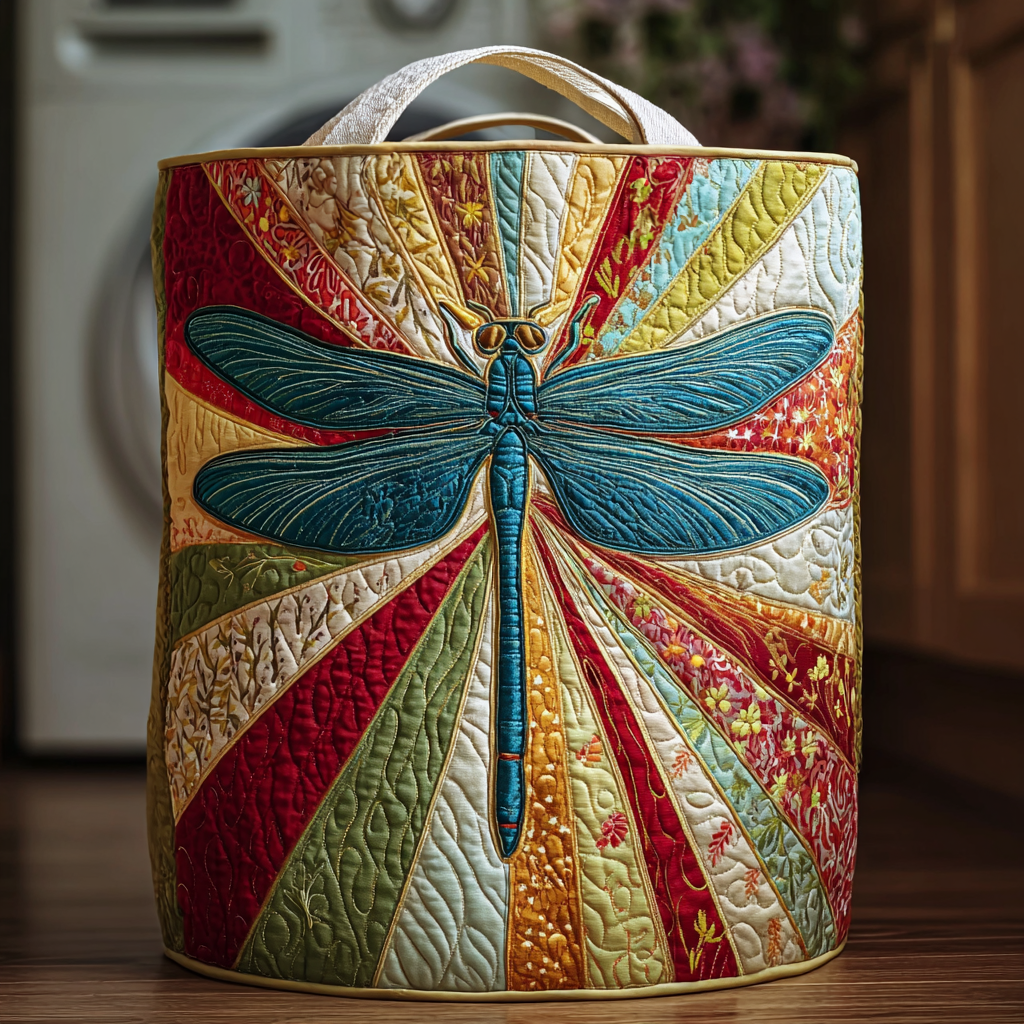 Mystic Dragonfly Quilted Laundry Basket Clothes Basket Storage Cool Gifts For Dragonfly Lovers