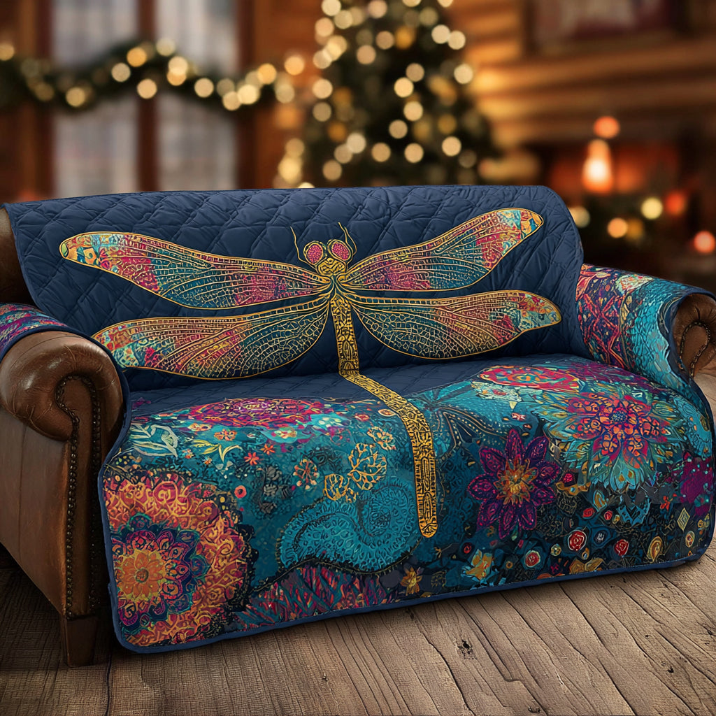 Mystic Dragonfly Quilted Sofa Cover Home Decor Gifts For Dragonfly Lovers