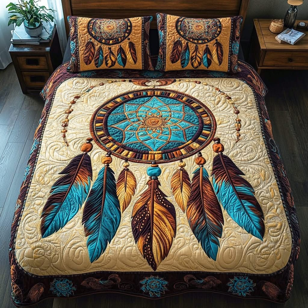 Mystic Dreamcatcher Quilted Bedding Set Bed Decorations Native American Gift Ideas