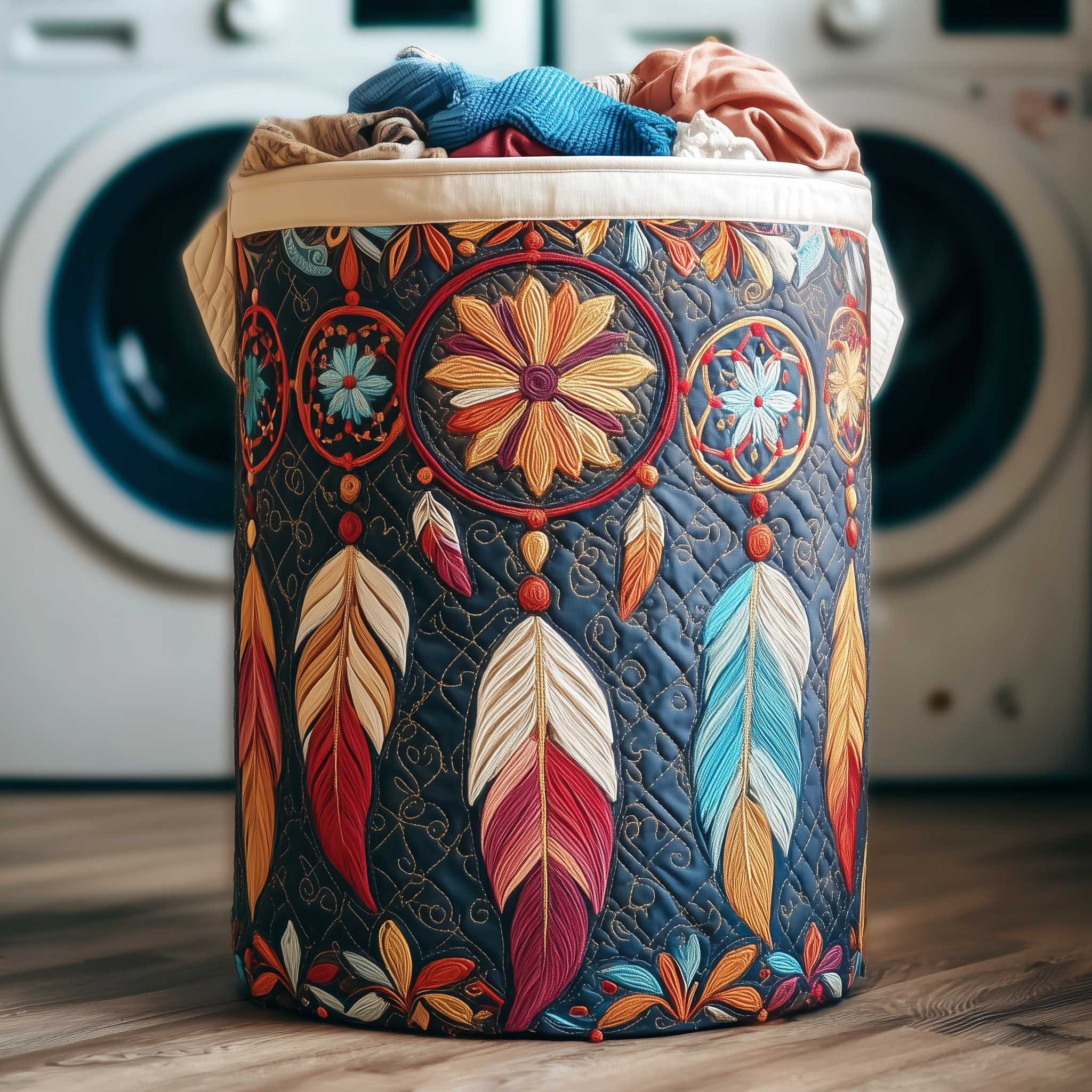 Mystic Feathers Dreamcatcher Quilted Laundry Basket Best Laundry Basket Best Xmas Gifts For Grandma