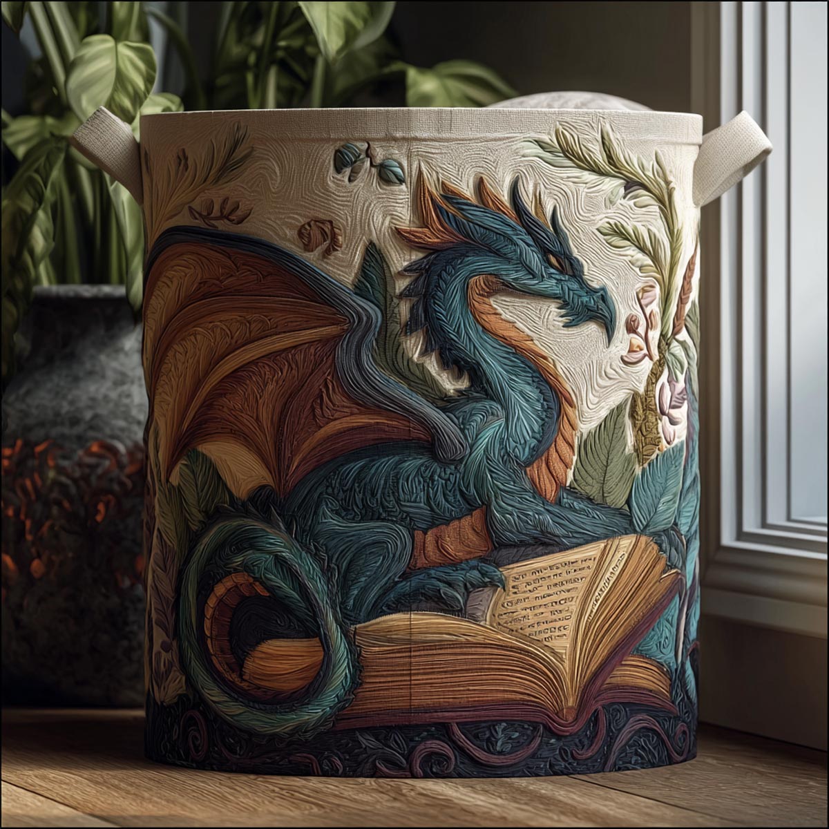 Mystic Flame Quilted Laundry Basket Unique Laundry Hamper Ideas Dragon Gifts For Men